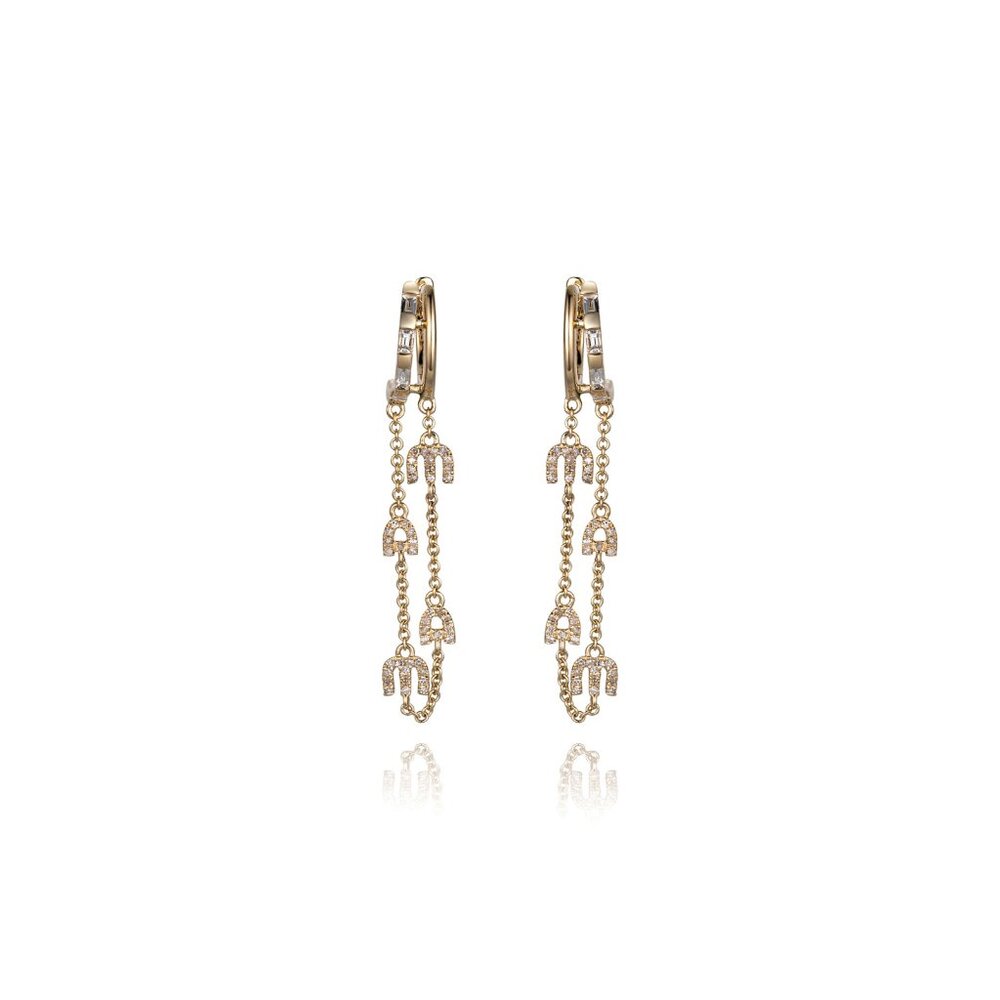 Double Strand 14K (or 18k upon request) Yellow Gold MAMA Drop Earrings